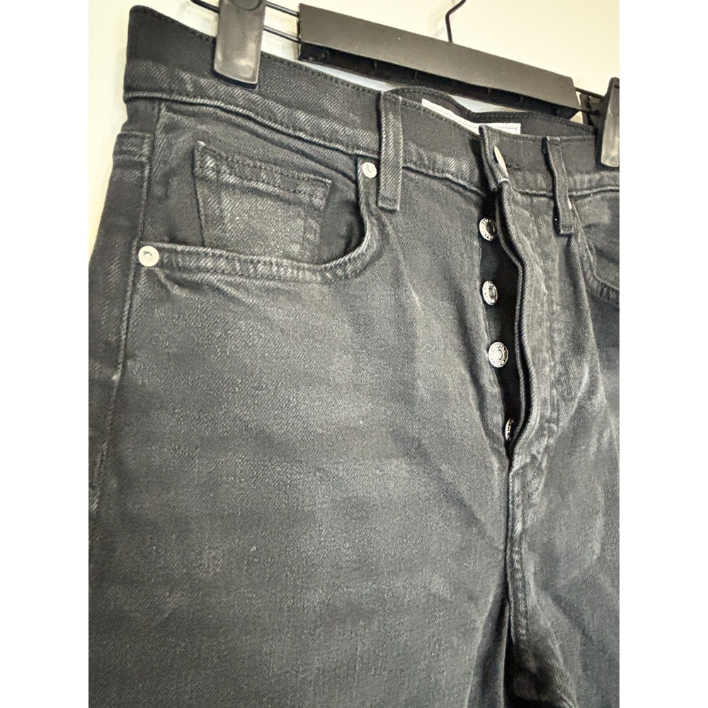 Frank & Eileen Jeans Womens 28 Black Monaghan High Rise Straight Raw Hem Denim